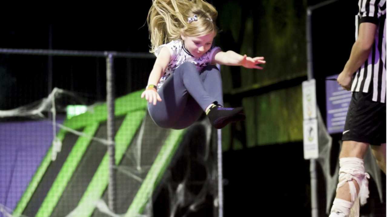 Girl jumping on trampoline at High Altitude Trampoline Park in Norwich