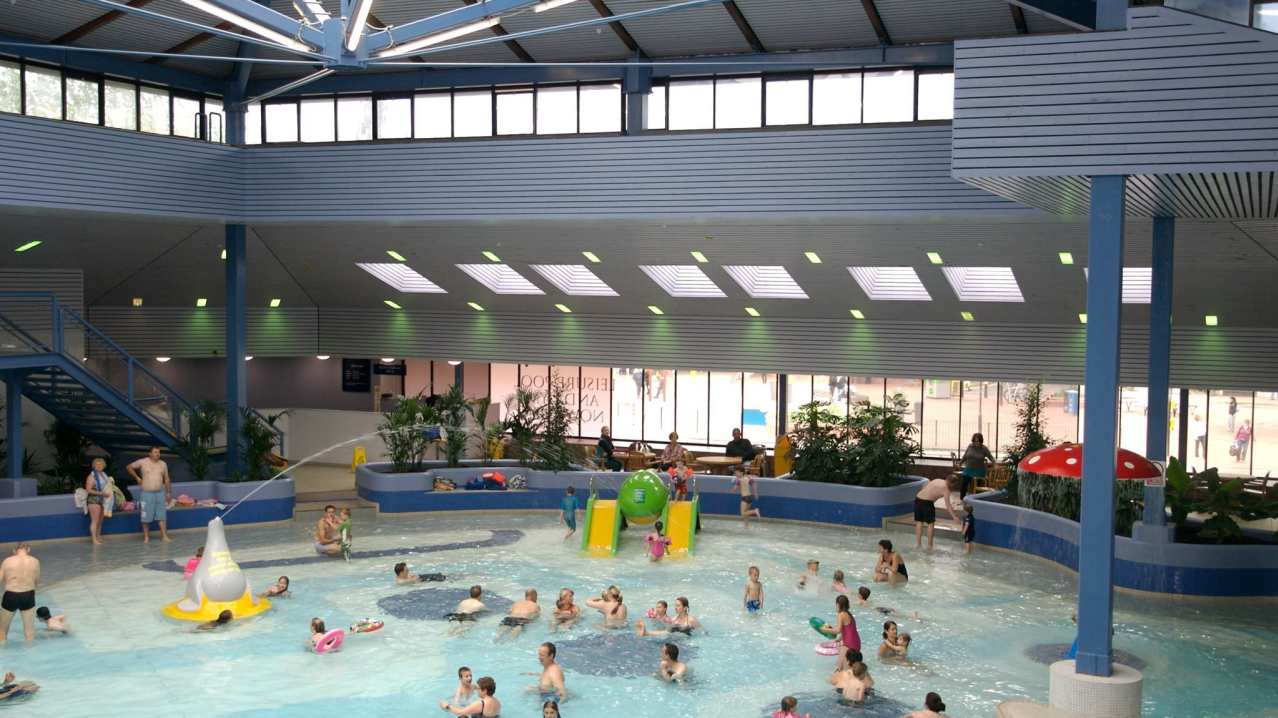 Families in swimming pool at Crown Pools in Ipswich Families in swimming pool at Crown Pools in Ipswich