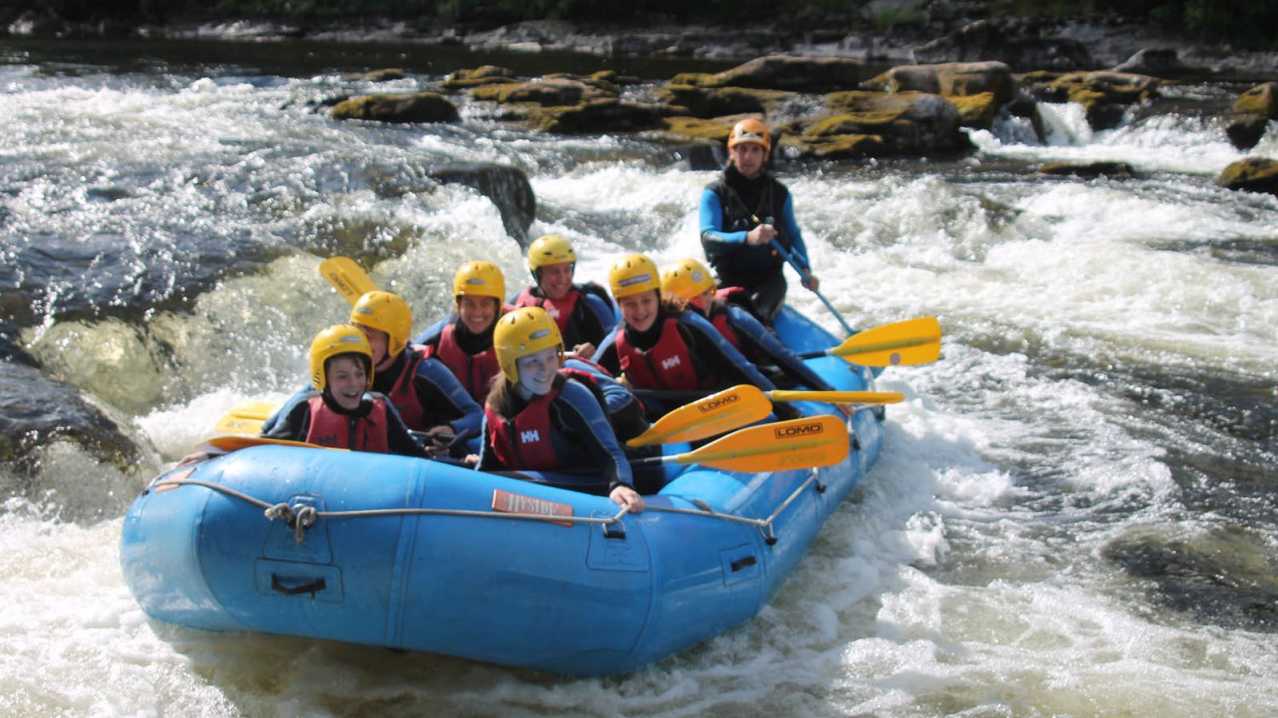 People rafting at Splash White Water Rafting in Aberfeldy