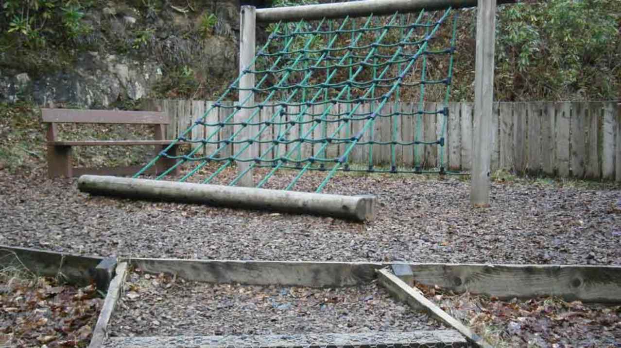 Outdoor rope climbing area at The Quest in ISle of Mull