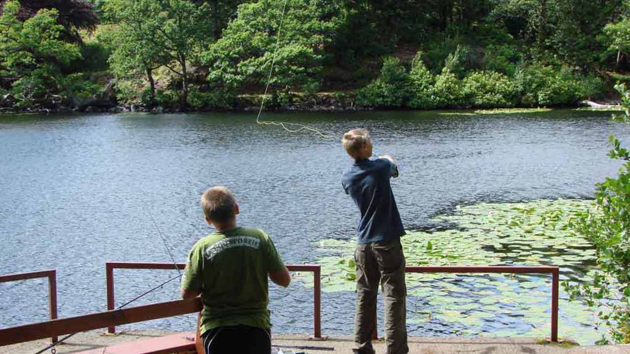 Kids fishing at The Quest in Isle of Mull