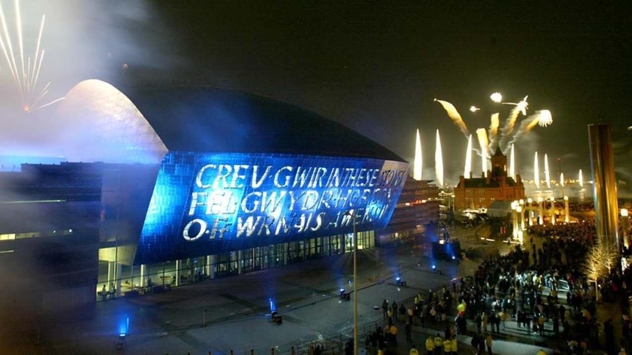 Outside view of Wales Millennium Centre in Cardiff