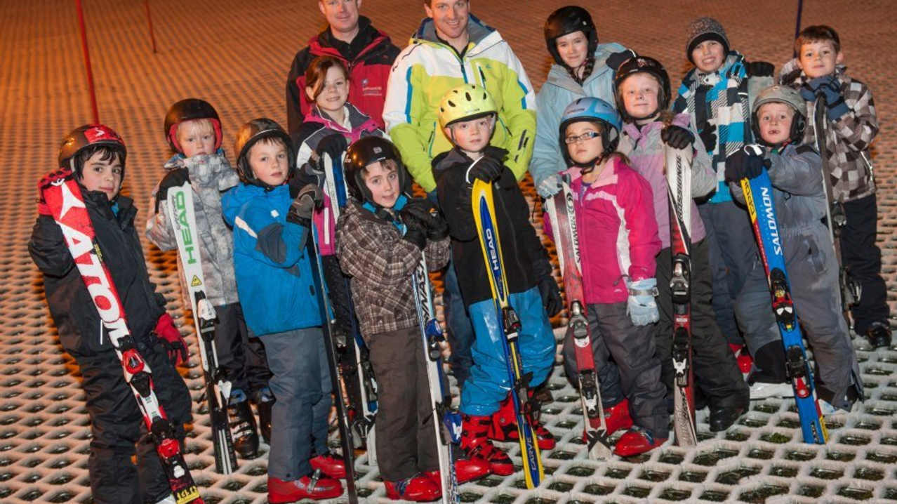 Kids in skiing lesson at Polmonthill Ski Centre in Falkirk Kids in skiing lesson at Polmonthill Ski Centre in Falkirk