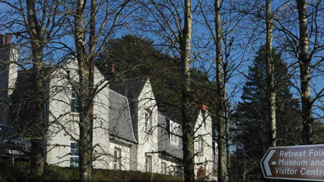 Sign to Glenesk Retreat and Folk Museum in Tarfside