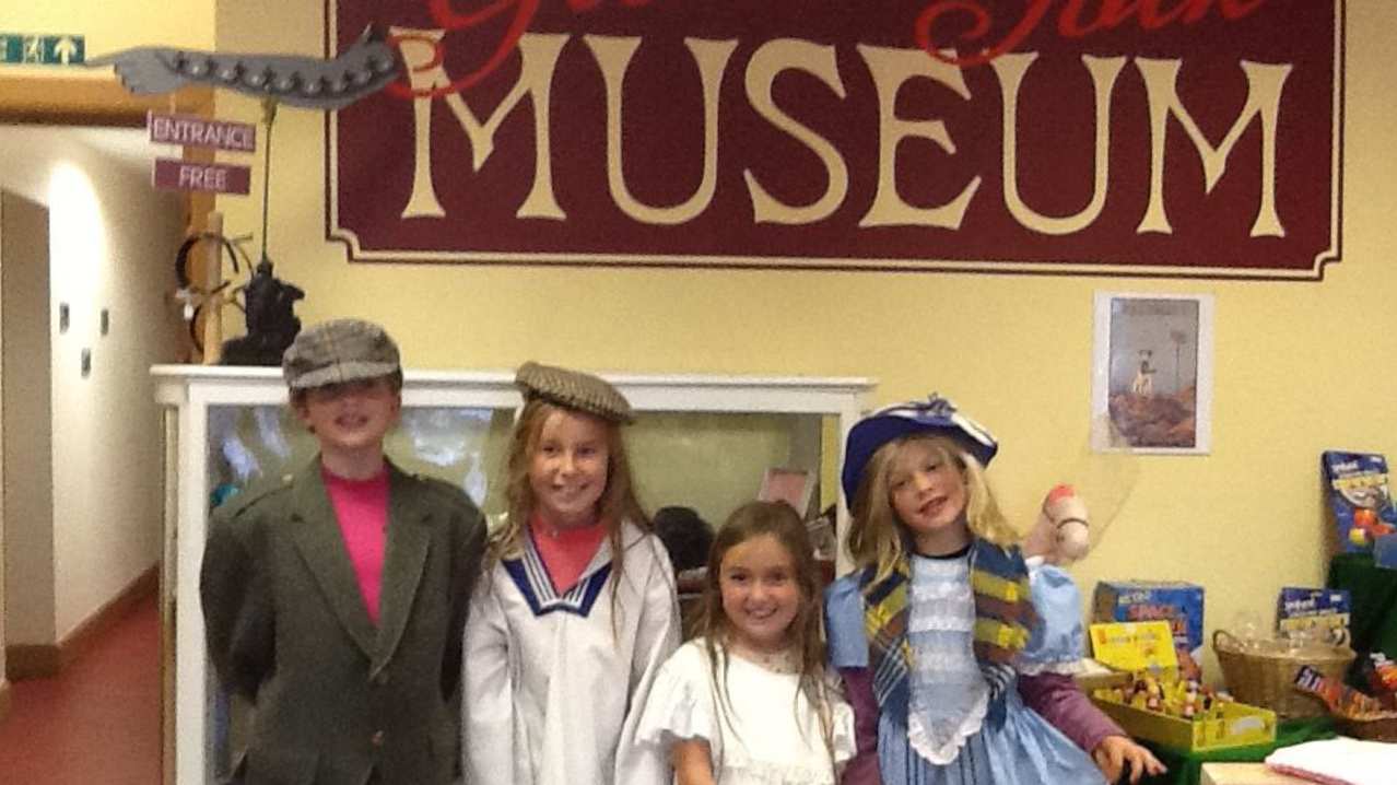 Kids in Victorian wear at Glenesk Retreat and Folk Museum in Tarfside 