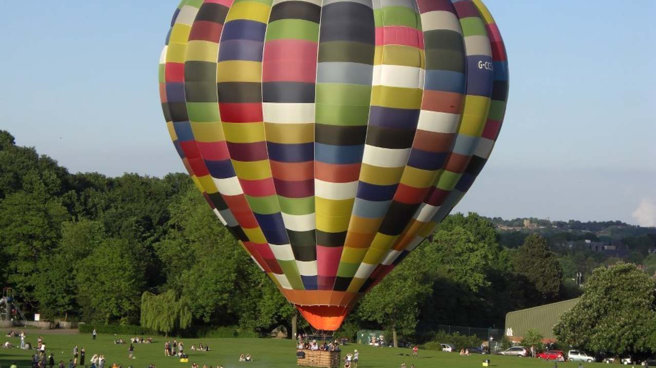 Hot air balloon at Endcliffe Park in Sheffield Hot air balloon at Endcliffe Park in Sheffield