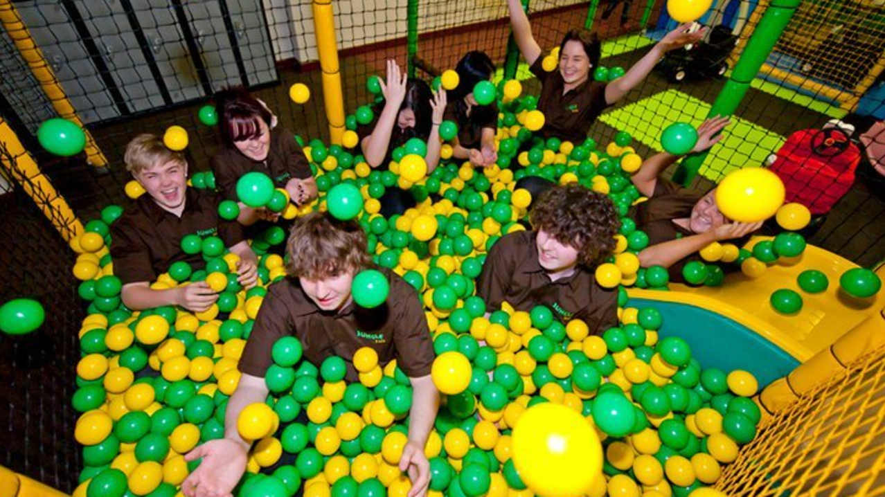 Staff in ball pit at Jungle Kids in Leeds