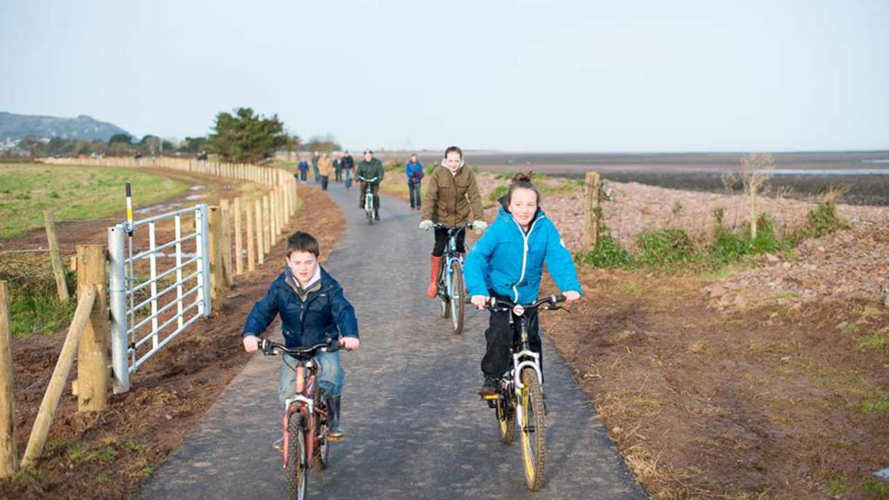 Kids cycling at Steam Coast Trail - Phase One in Dunster Kids cycling at Steam Coast Trail - Phase One in Dunster