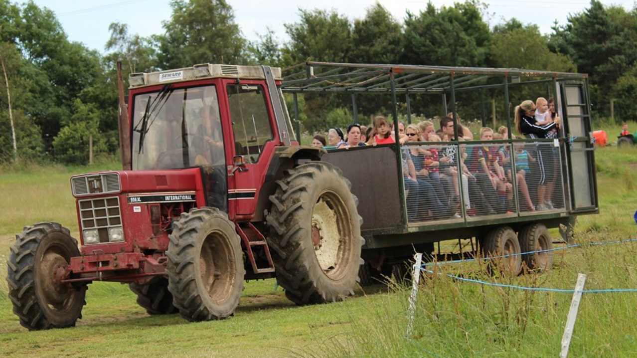 Families on tractor ride at Down at the Farm in Houghton Le Spring