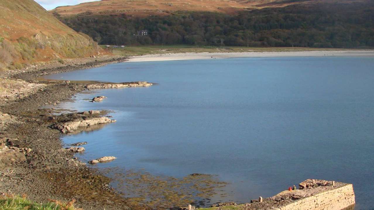 Hill top view of Calgary Bay in Dervaig