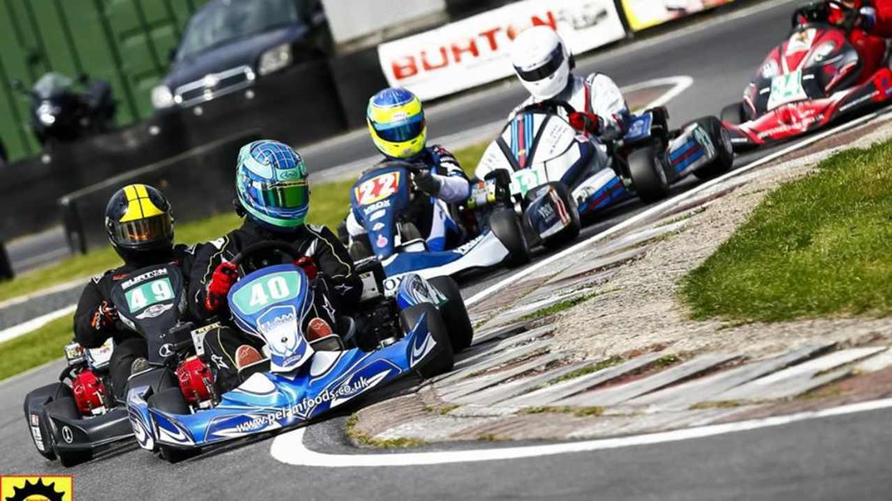 People go kart racing at Rye House Kart Raceway in Hoddesdon People go kart racing at Rye House Kart Raceway in Hoddesdon