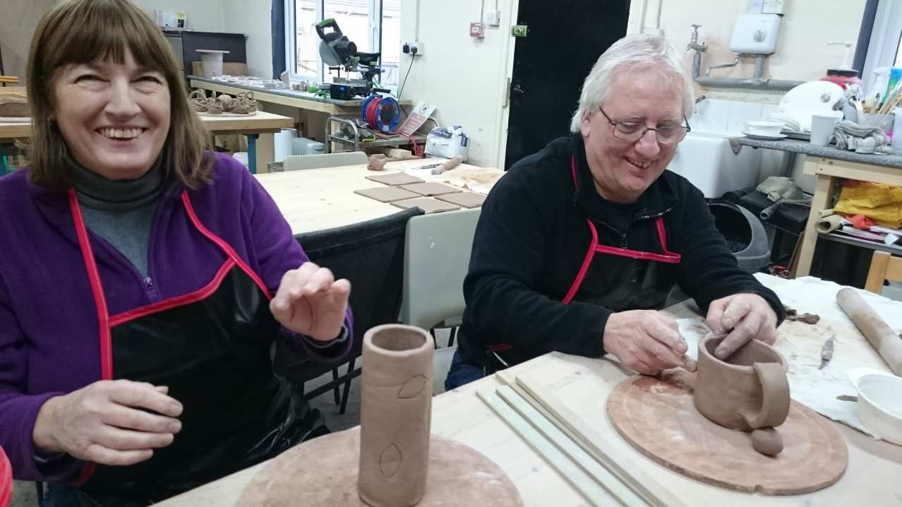 Couple making pots at Eastcott Studios in Swindon
