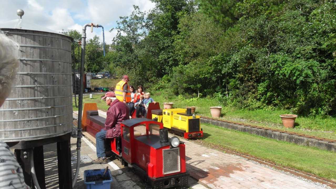 Family on train at Bridgend Miniature Railway