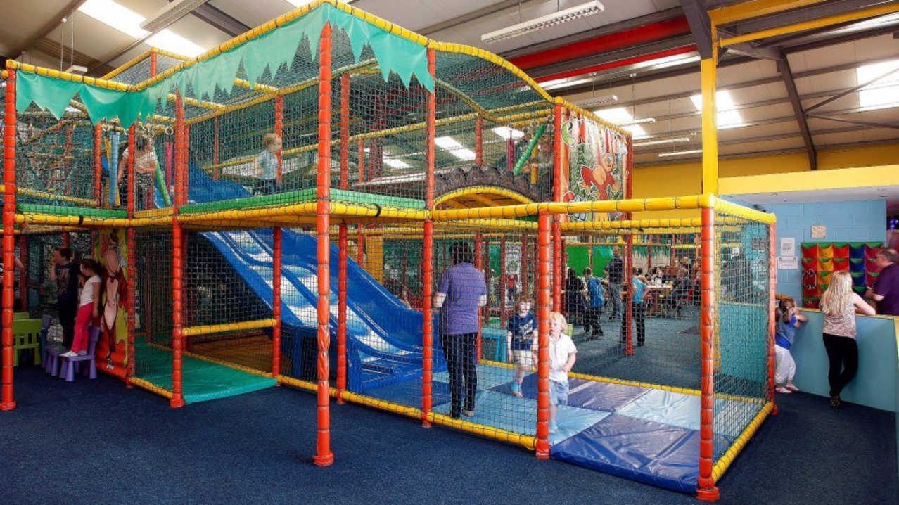 Kids on soft play frame at Cheeky Chimps in Coleraine