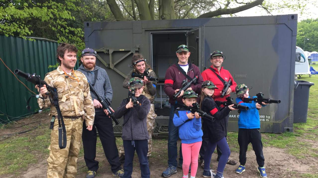 Families playing laser tag at Laser Days in Nottingham Families playing laser tag at Laser Days in Nottingham