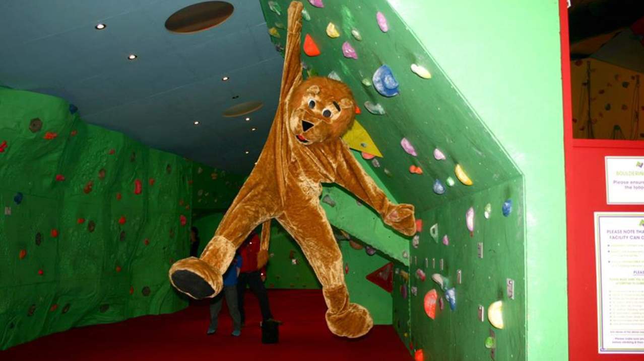 Bear mascot at Keswick Climbing Wall Bear mascot at Keswick Climbing Wall