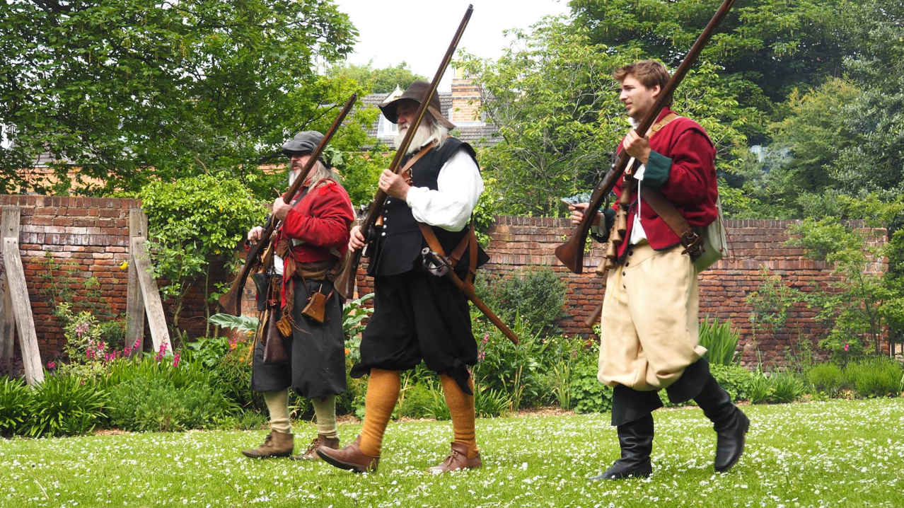 Men demonstration of English Civil War at The Commandery in Worcester