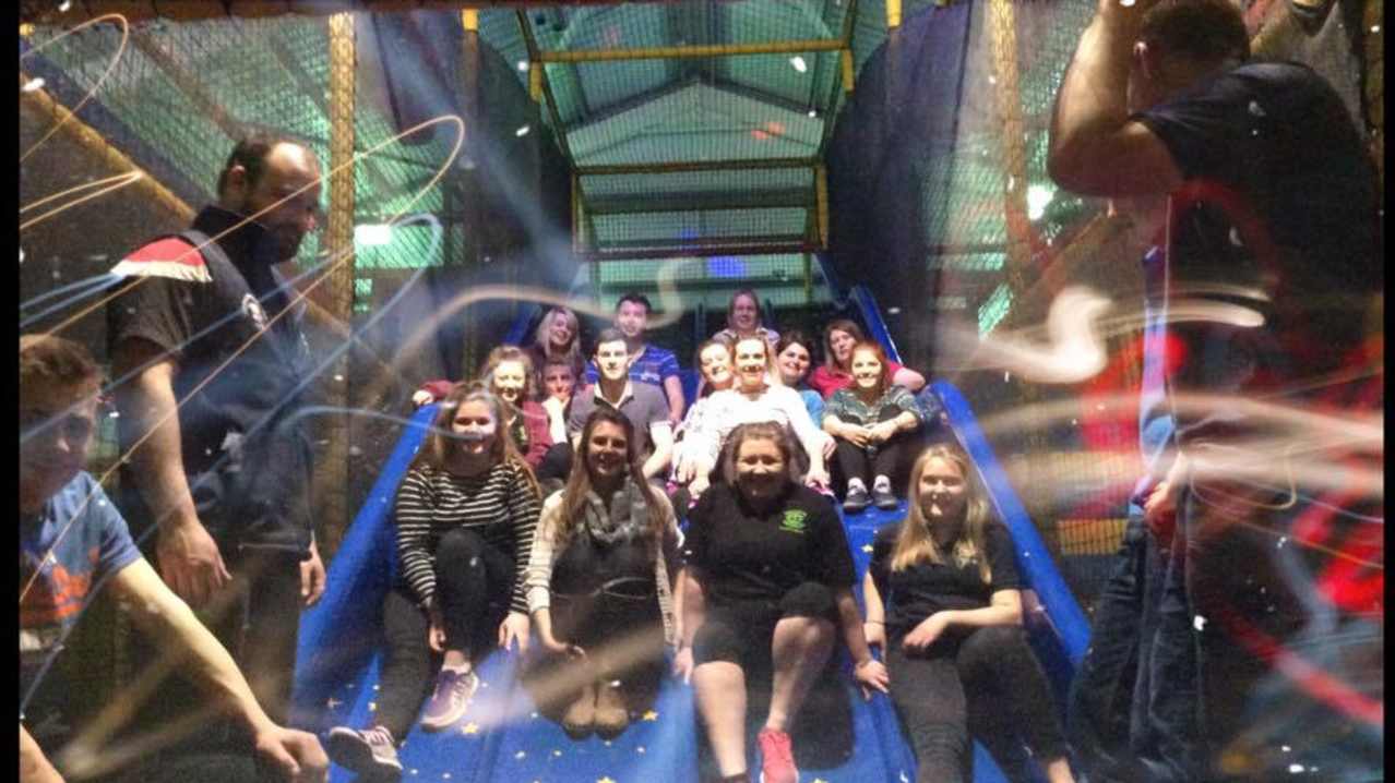 Staff on soft play frame at Play Planet Soft Playcentre in Hereford Staff on soft play frame at Play Planet Soft Playcentre in Hereford