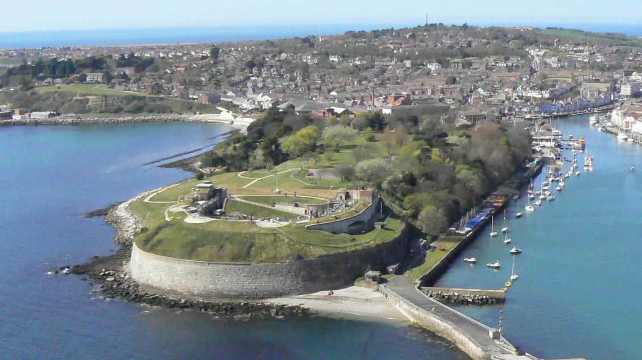 Aerial view of Nothe Fort in Weymouth