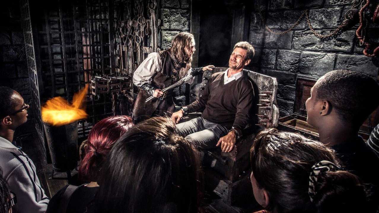 Man being interrogated at The Edinburgh Dungeon