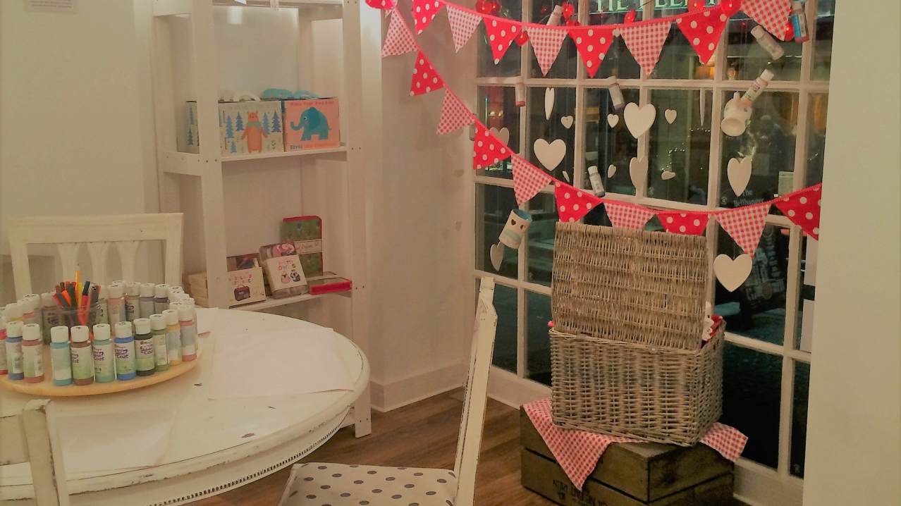 Display window at Paint On Me Boutique Pottery Studio in Chepstow Display window at Paint On Me Boutique Pottery Studio in Chepstow