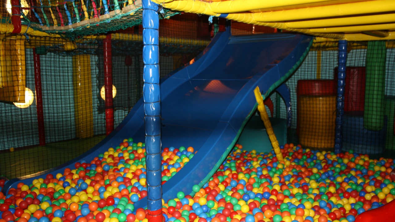 Ball pit and slide at Fuzzy Ed's Bobbin Mill