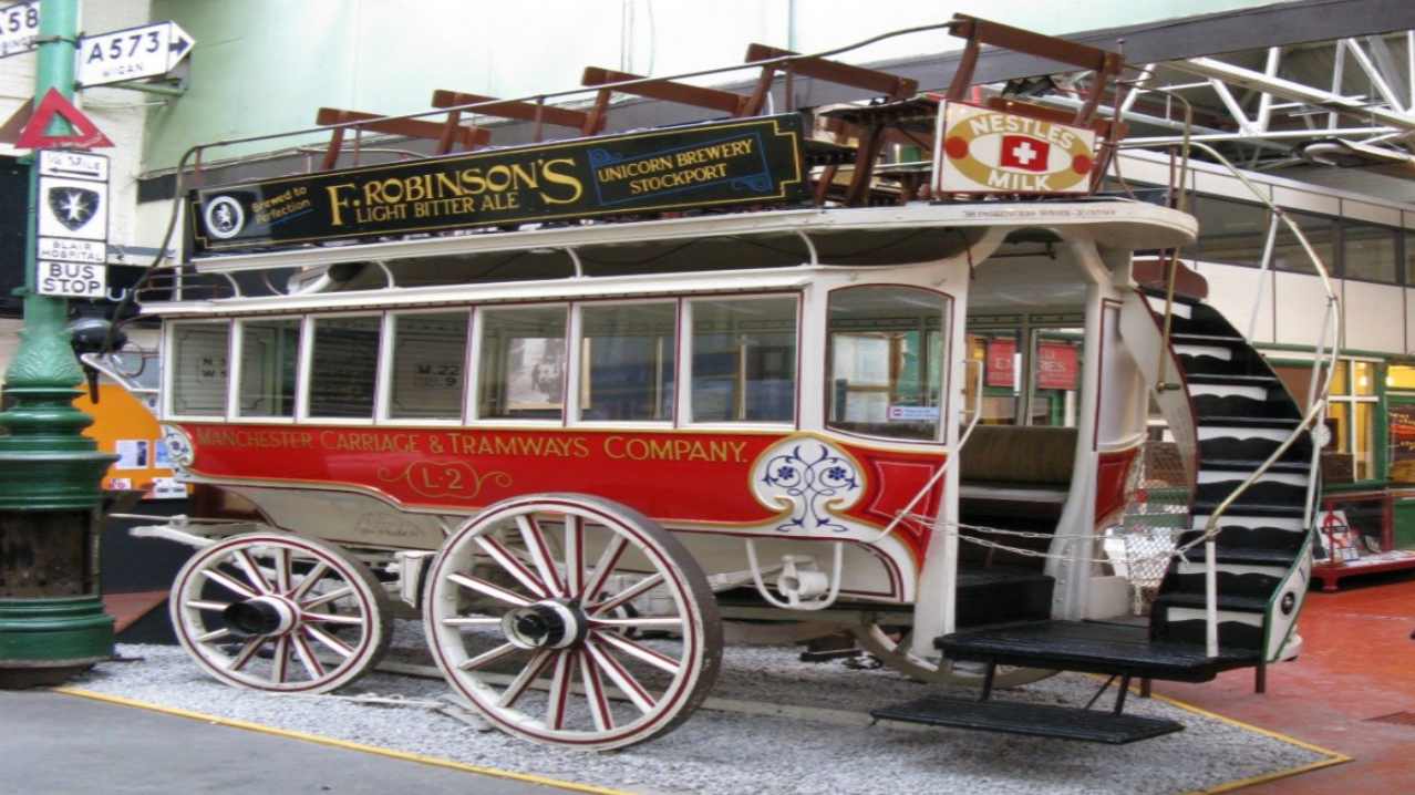 Horse bus carriage at Museum of Transport in Cheetam Hill