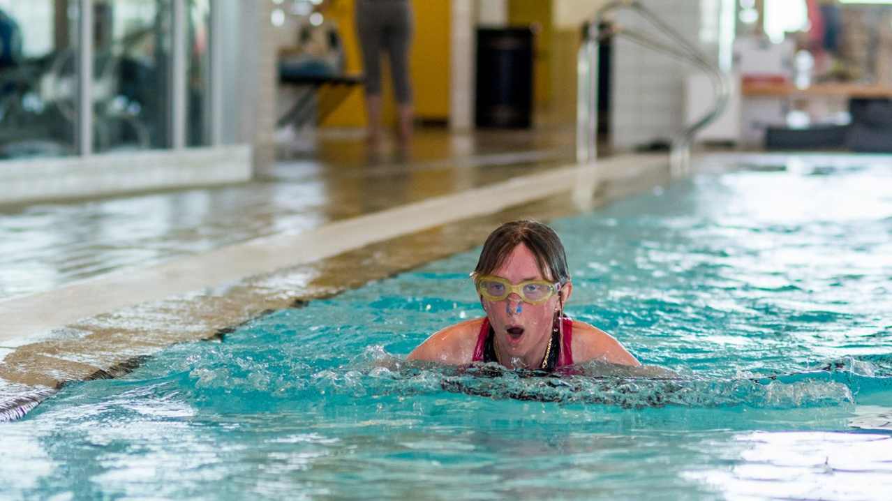 Person in swimming pool at Splashpoint in Worthing Person in swimming pool at Splashpoint in Worthing