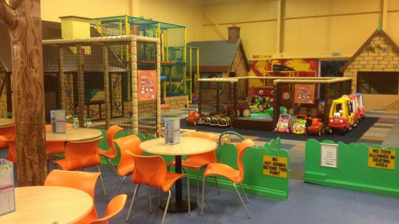 Toddler soft play area and seating area at Go Bananas Indoor Soft Play Centre in Colchester