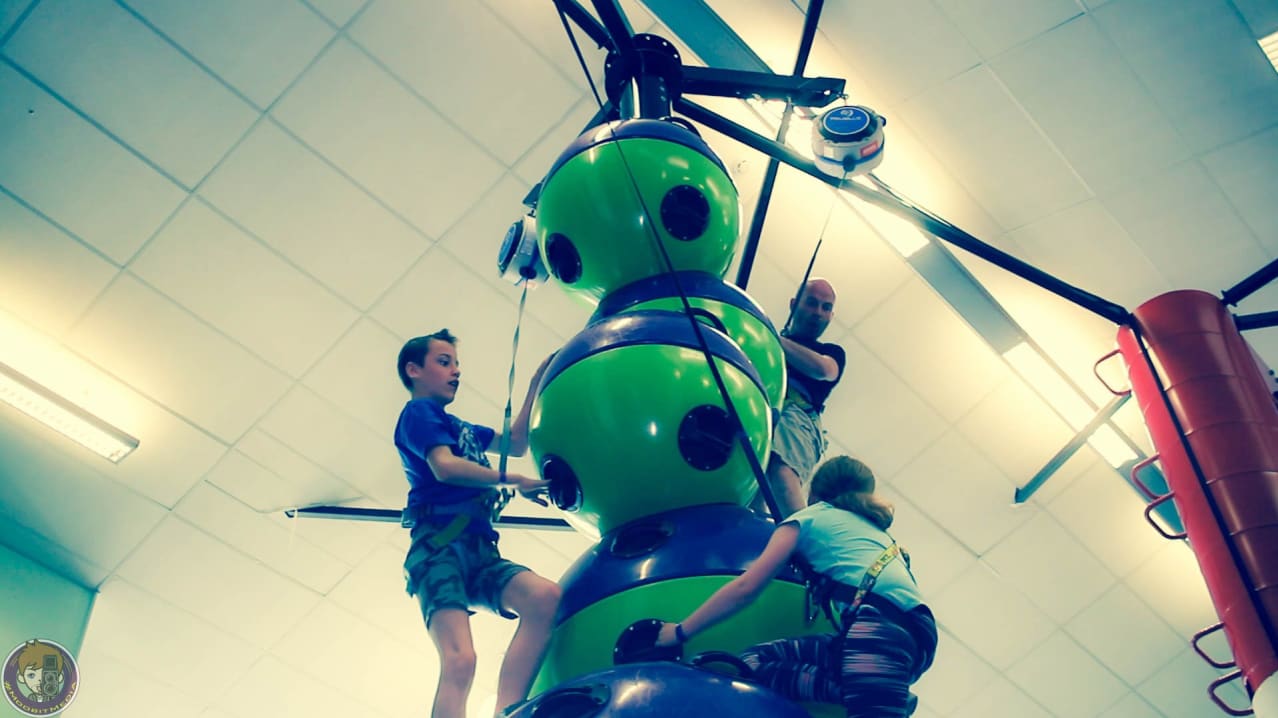 Kids climb crazy tower at Clip n Climb Nottingham