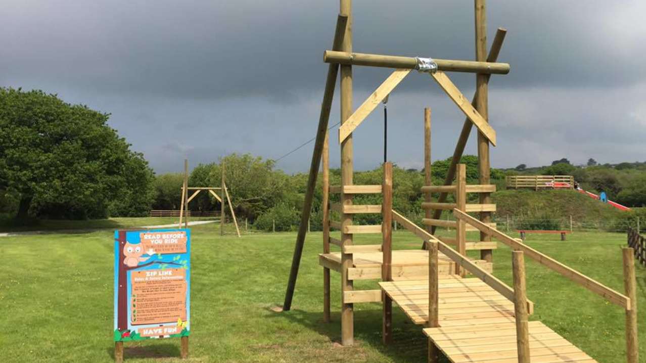 Zip wire at Springfields Fun Park and Pony Centre in Newquay