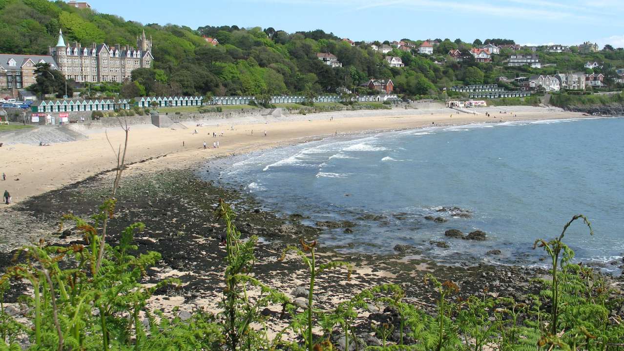 Clear day at Langland Bay Beach in Swansea Clear day at Langland Bay Beach in Swansea