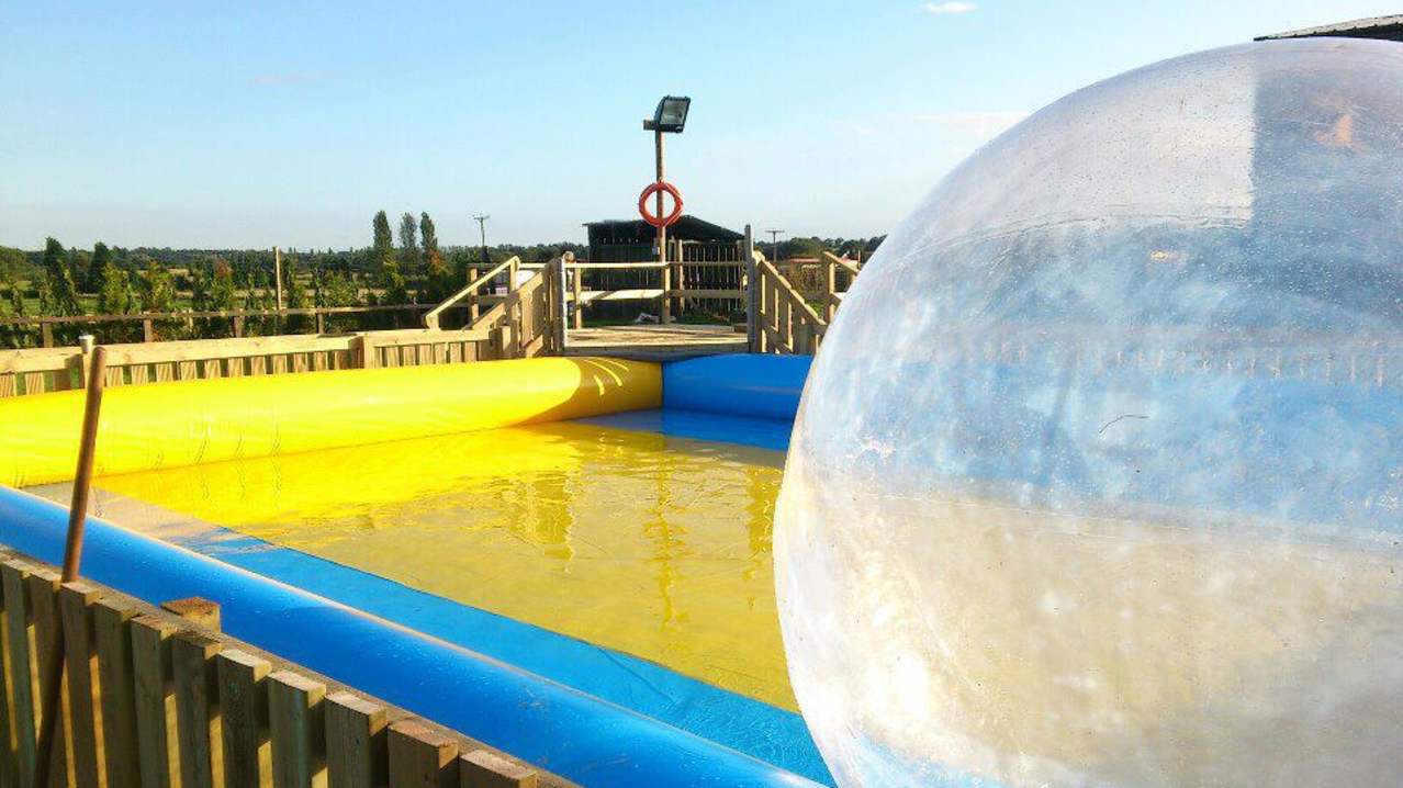 Zorb ball on water at The Big Play Barn in Tamworth Zorb ball on water at The Big Play Barn in Tamworth