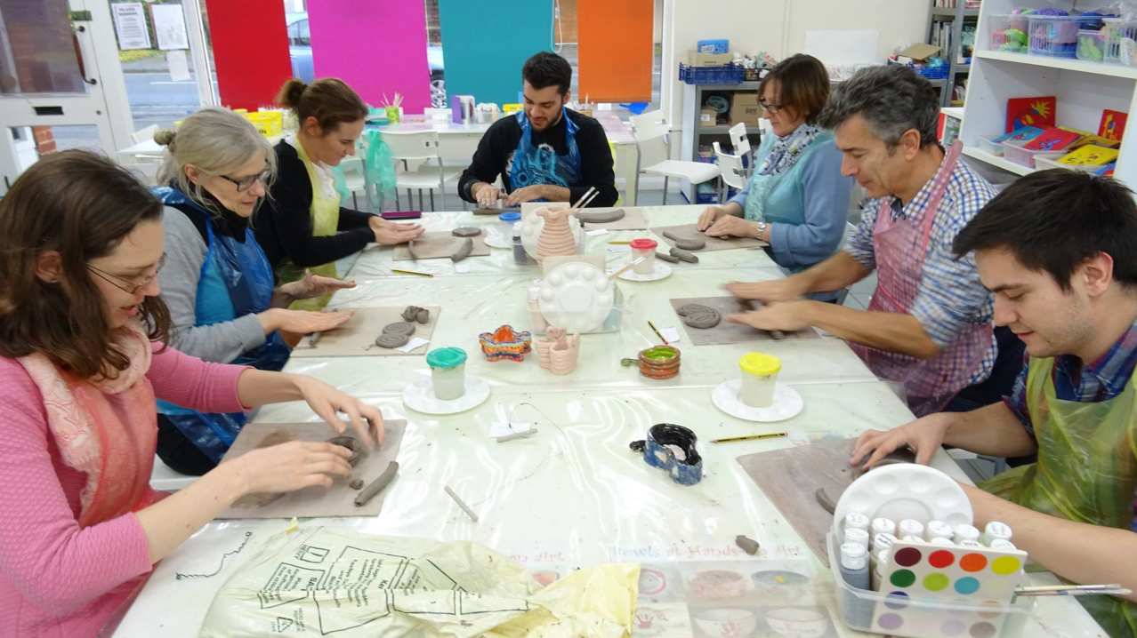 Adults crafting at Hands-on Art Adventures in Windsor Adults crafting at Hands-on Art Adventures in Windsor