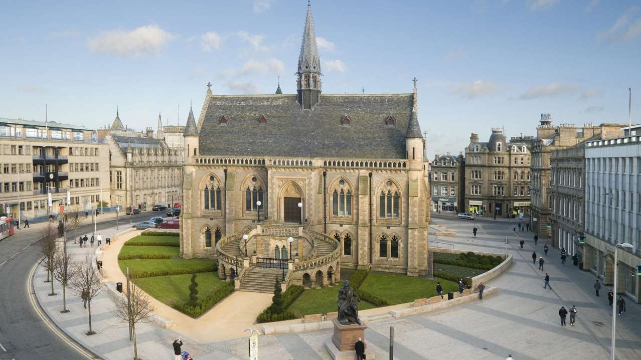 Aerial view of The McManus Art Gallery and Museum in Dundee