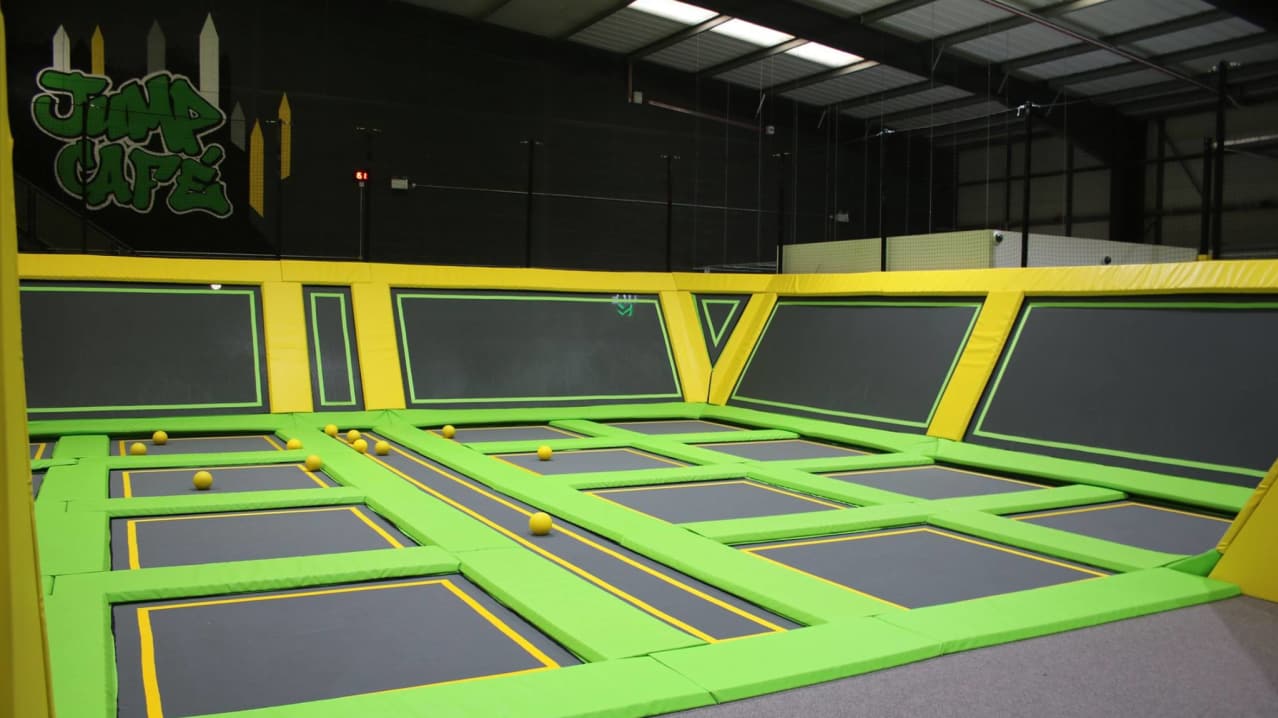 Dodgeball court at Jump Xtreme Trampoline Park Bolton Dodgeball court at Jump Xtreme Trampoline Park Bolton