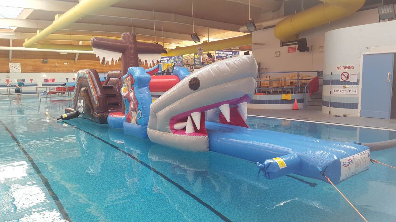 Inflatable obstacle course at Knaresborough Pool in Harrogate Inflatable obstacle course at Knaresborough Pool in Harrogate