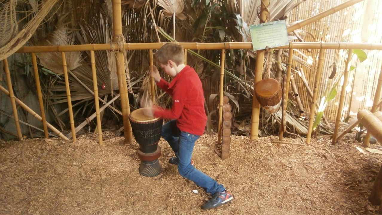 Boy playing drums at Plantasia Atherstone