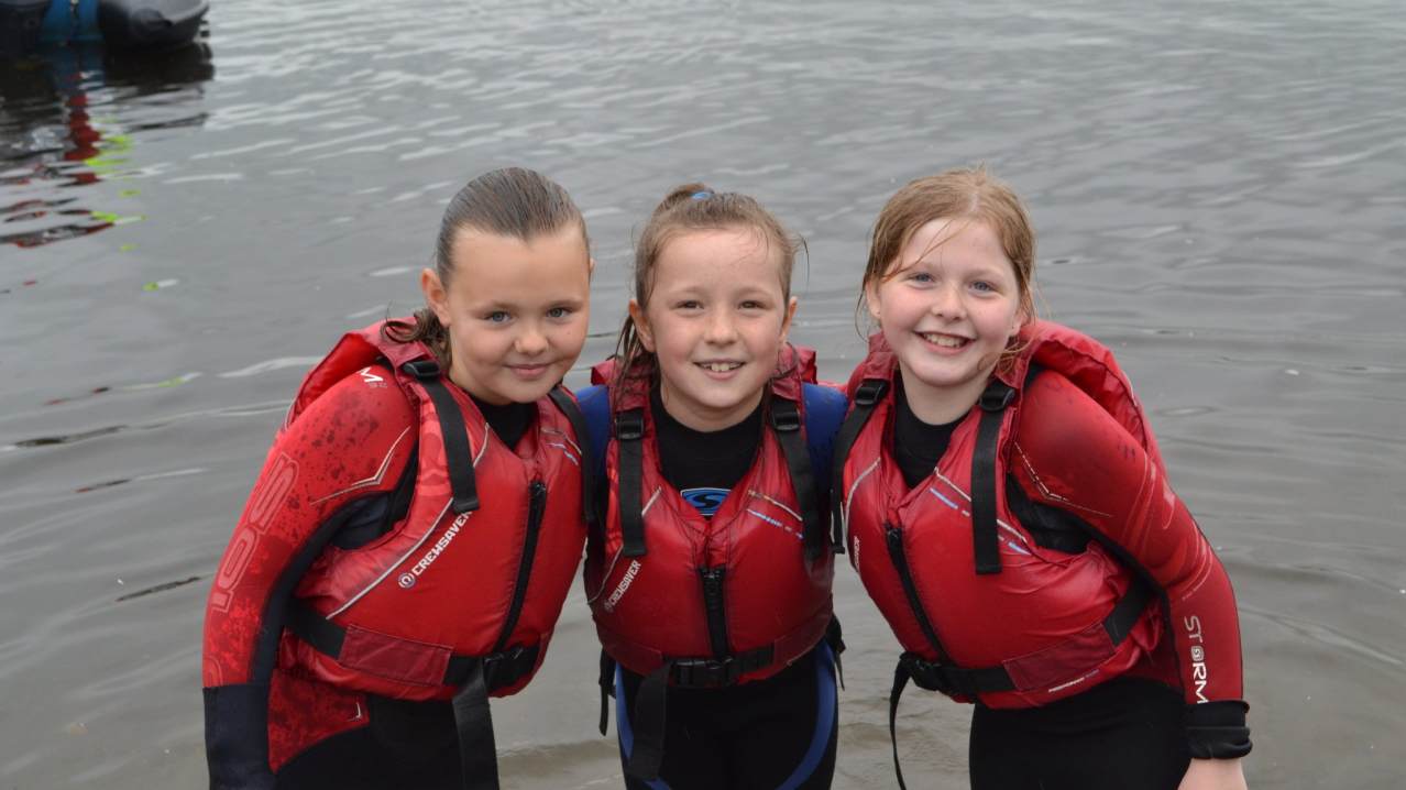 Girls in lake at Hollingworth Lake Activity Centre in Rochdale Girls in lake at Hollingworth Lake Activity Centre in Rochdale
