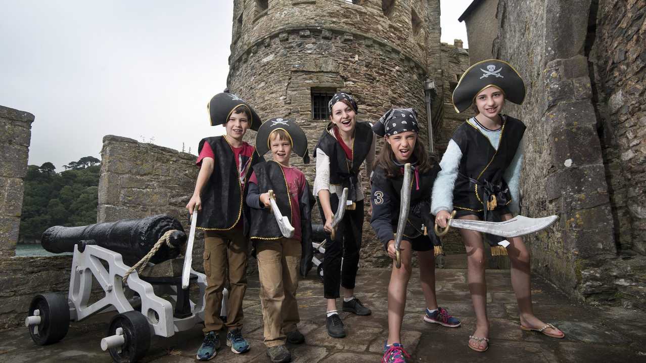 Kids dressed as pirates at Dartmouth Castle in Devon