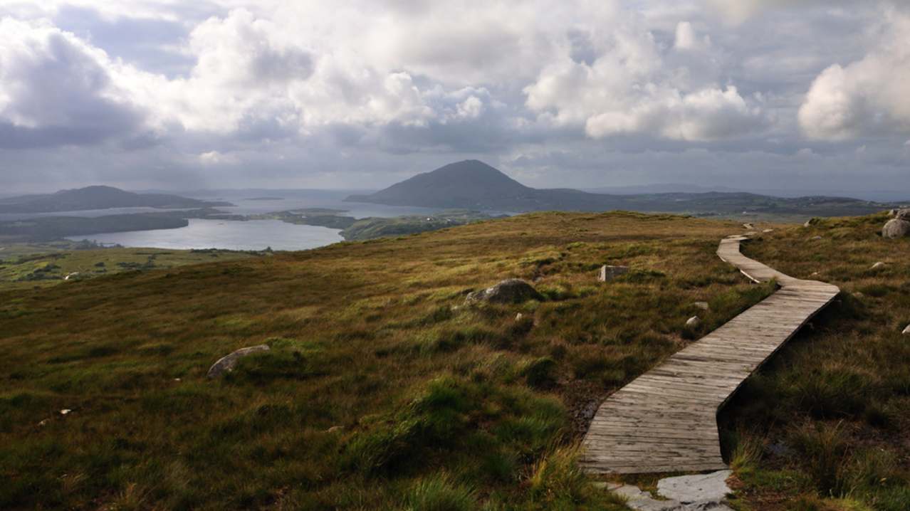 Landscape view of Connemara National Park in Clifden Town