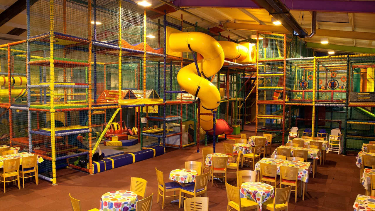 Indoor soft play frame and cafe area at Funster Playcentre in Castlebar Indoor soft play frame and cafe area at Funster Playcentre in Castlebar