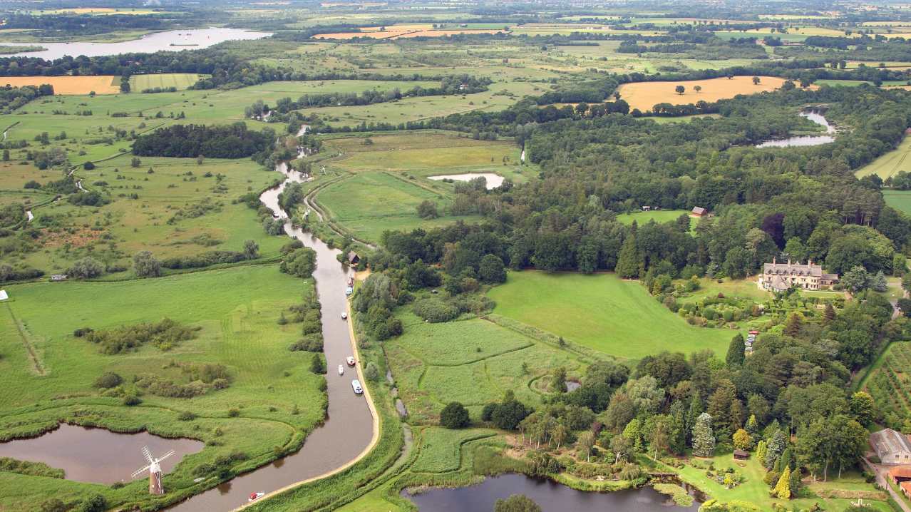 Aerial view of The How Hill Trust in Ludham