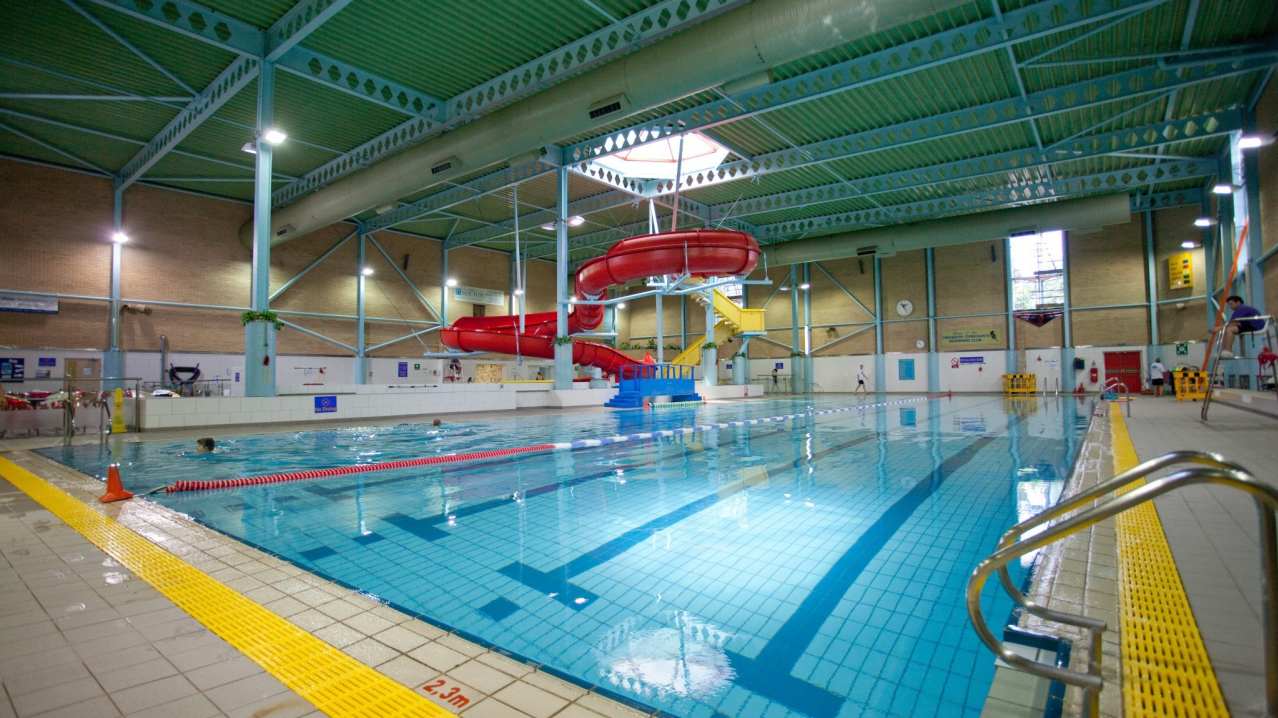 Swimming pool and slide at Westgate Leisure Centre in Chichester