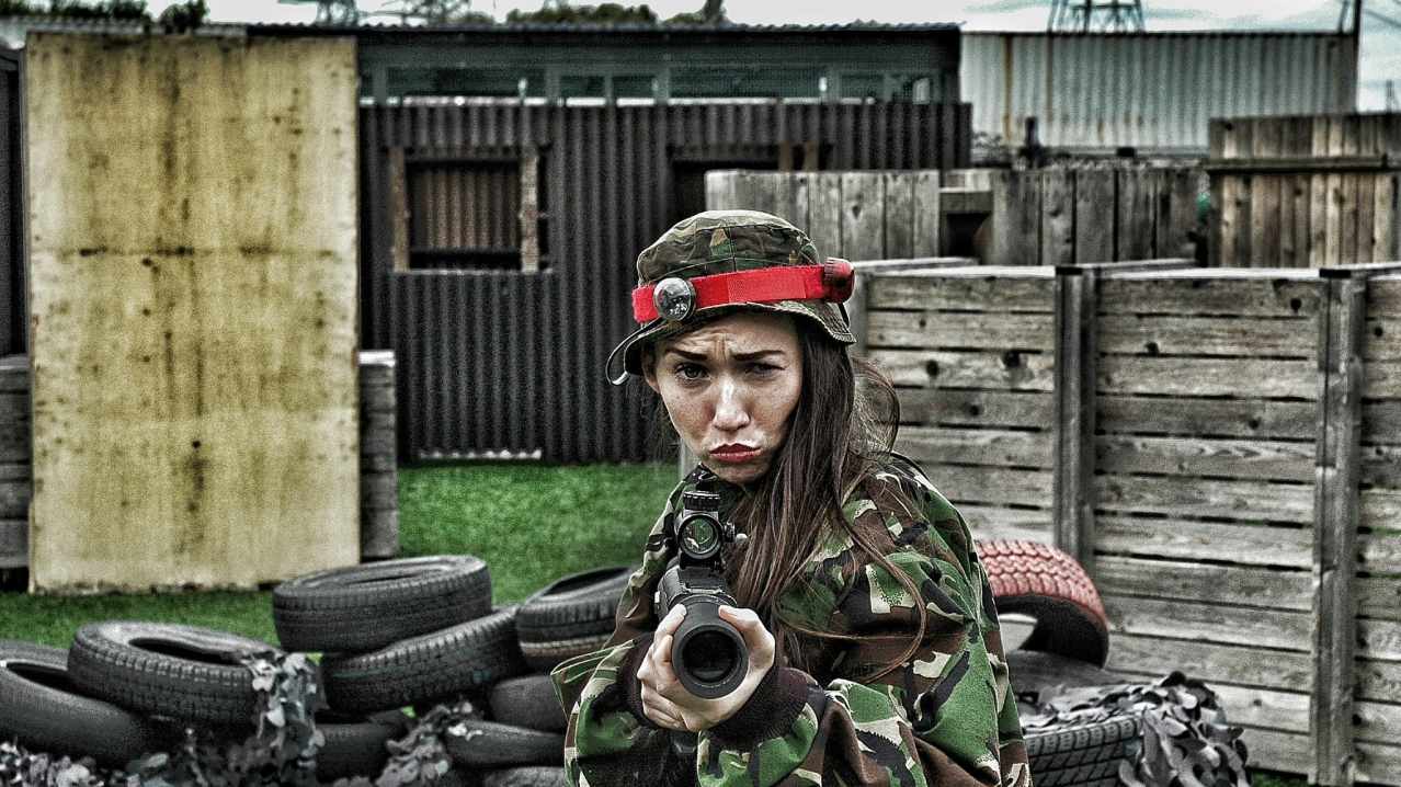 Girl paintballing at Combat City in Dundee Girl paintballing at Combat City in Dundee