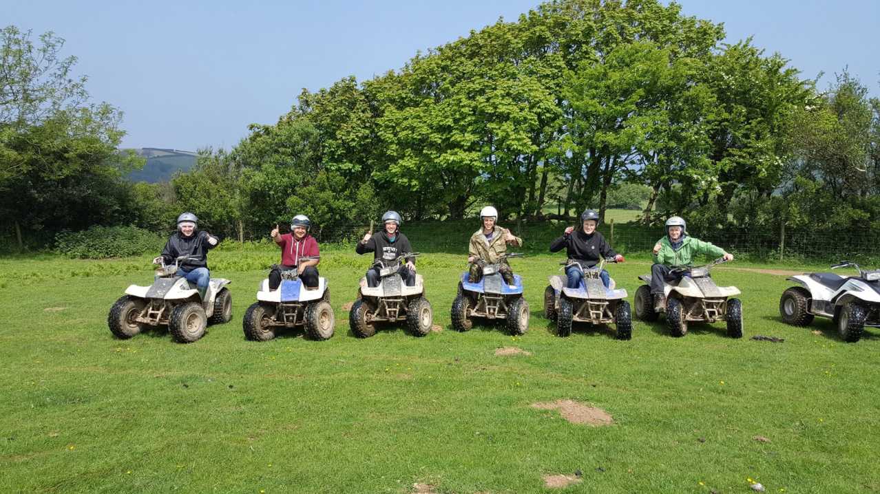 Kids on quad bikes at Keypitts Quads in Ilfracombe