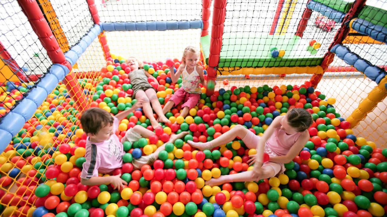 Kids playing in ball pit at Jungle Madness in Swadlincote Kids playing in ball pit at Jungle Madness in Swadlincote