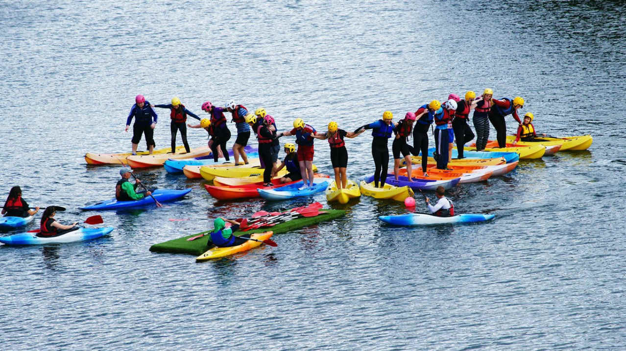 People on kayaks at Ballyhass Lakes Adventure Centre in Mallow People on kayaks at Ballyhass Lakes Adventure Centre in Mallow
