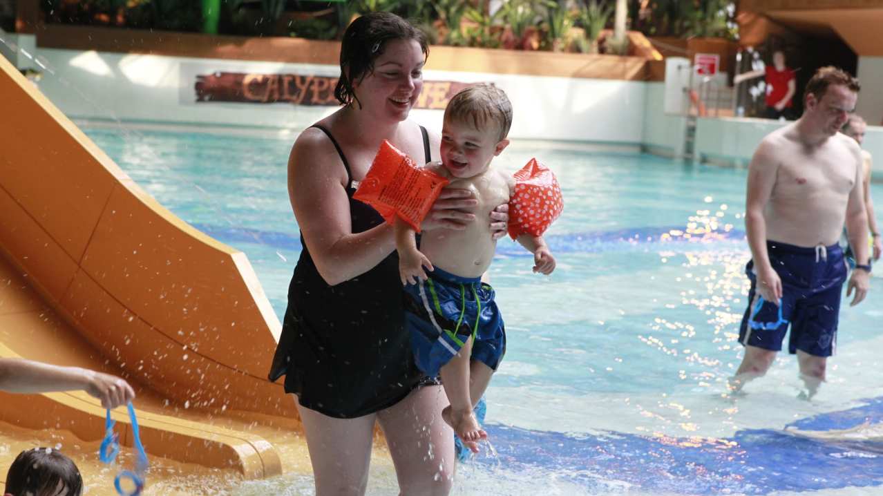 Mum and son at Calypso Cove Waterpark in Barnsley Mum and son at Calypso Cove Waterpark in Barnsley
