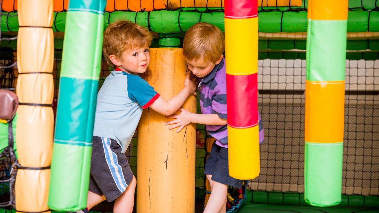 Kids playing on soft play frame at Bowhill House and County Estate in Selkirk